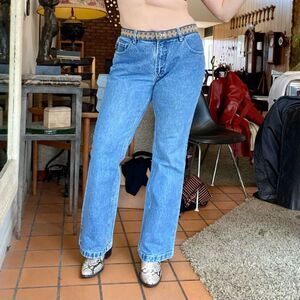 No Excuses Vintage 90s/Y2K Flared Leg Bootcut Mid-wash Denim Low Rise Jeans